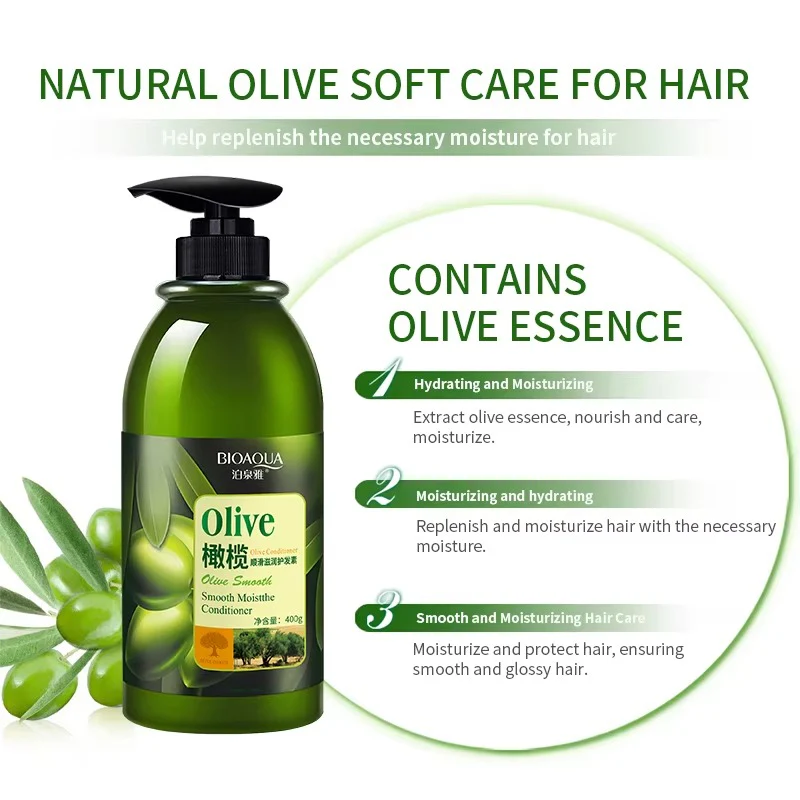 BIOAQUA Olive Smooth Moisturizing Hair Conditioner - 400g - Image 3