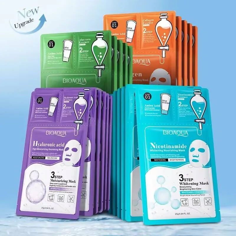 BIOAQUA 3-Step Collagen & Niacinamide Sheet Mask Pack - Set of 3