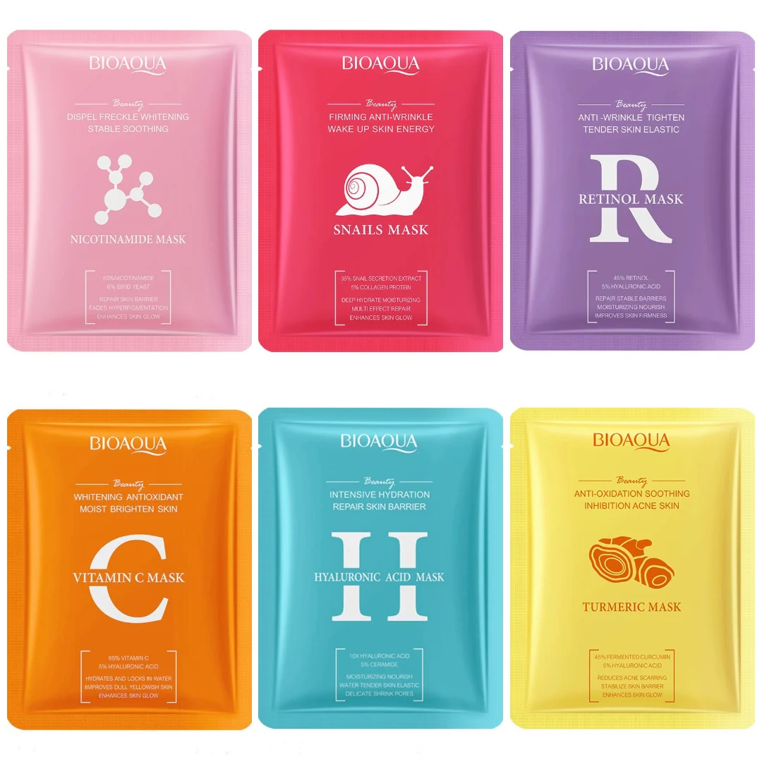 BIOAQUA Pack of 6 Multi-Effect Hydration Moisturizing Facial Sheet Mask