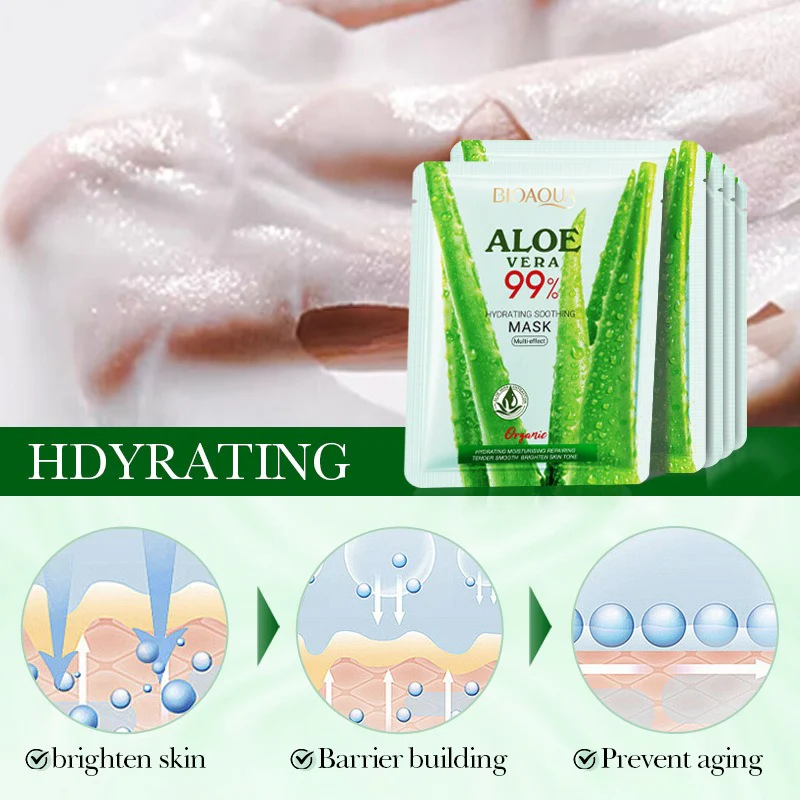 BIOAQUA 99% Aloe Vera Hydrating Soothing Face Sheet Mask - Image 4