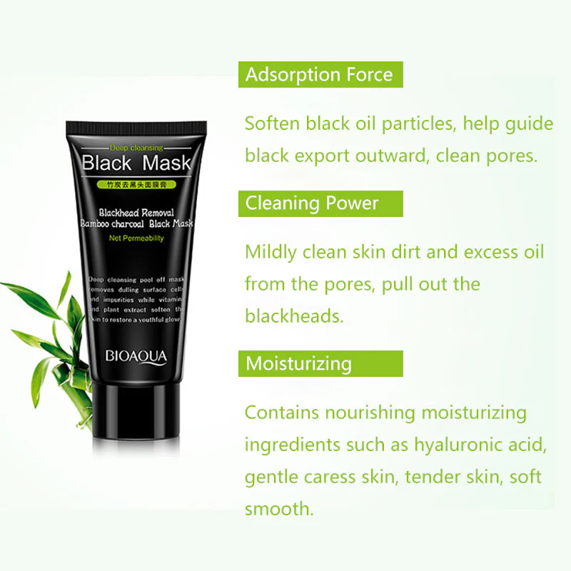 BIOAQUA Bamboo Charcoal Blackhead Removal Mask 60g - Image 3