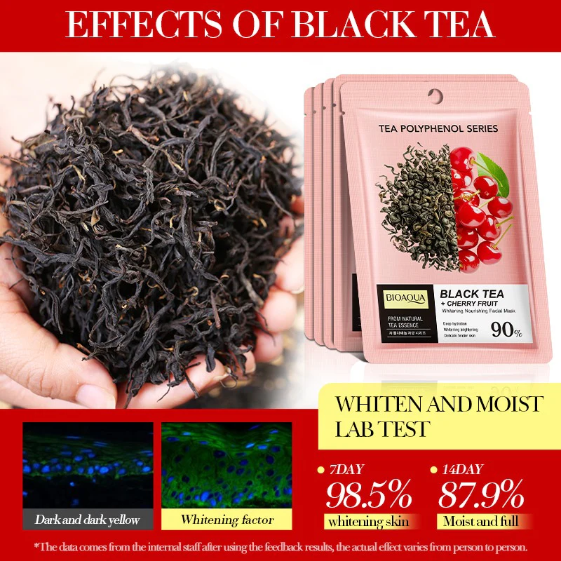 BIOAQUA Black Tea & Cherry Fruit Whitening Nourishing Facial Sheet Mask 25ml - Image 5