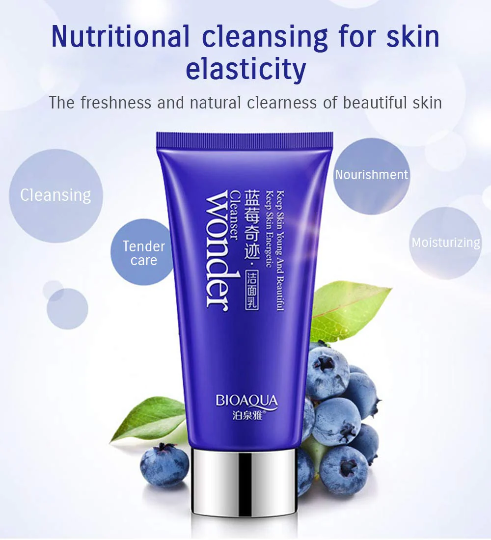 BIOAQUA Blueberry Deep Cleaning & Oil Control Facial Cleanser - 100g - Image 3