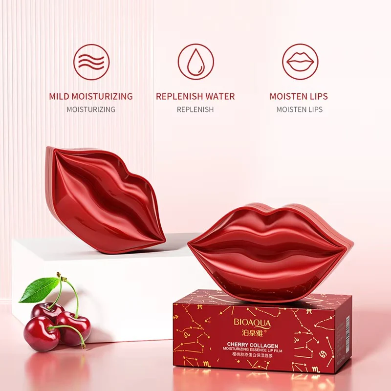 Bioaqua Cherry Collagen Lip Moisturizing Mask – 20 Pcs (60g) - Image 3