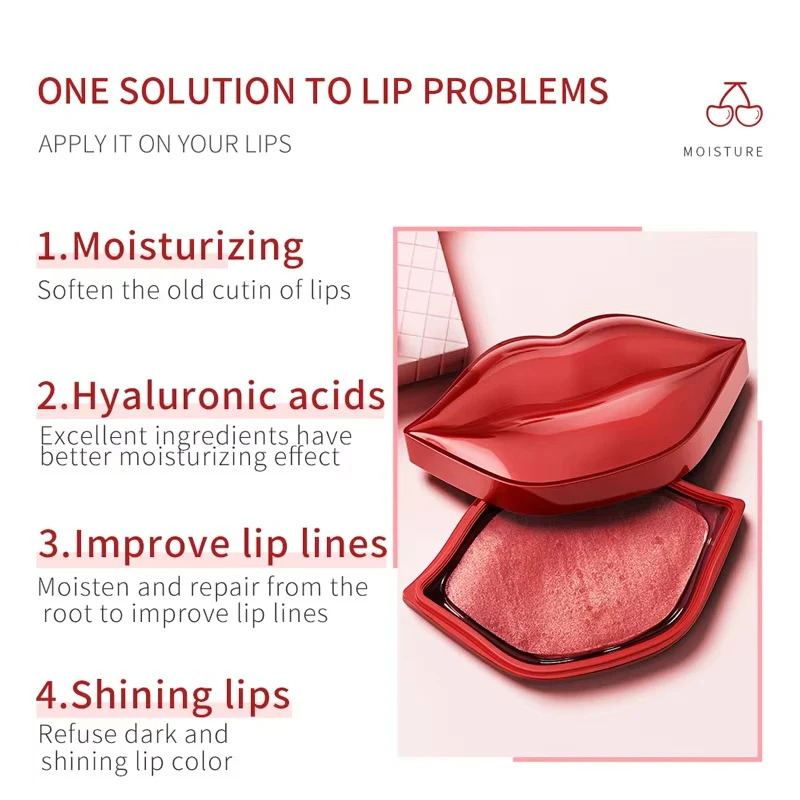 Bioaqua Cherry Collagen Lip Moisturizing Mask – 20 Pcs (60g) - Image 4