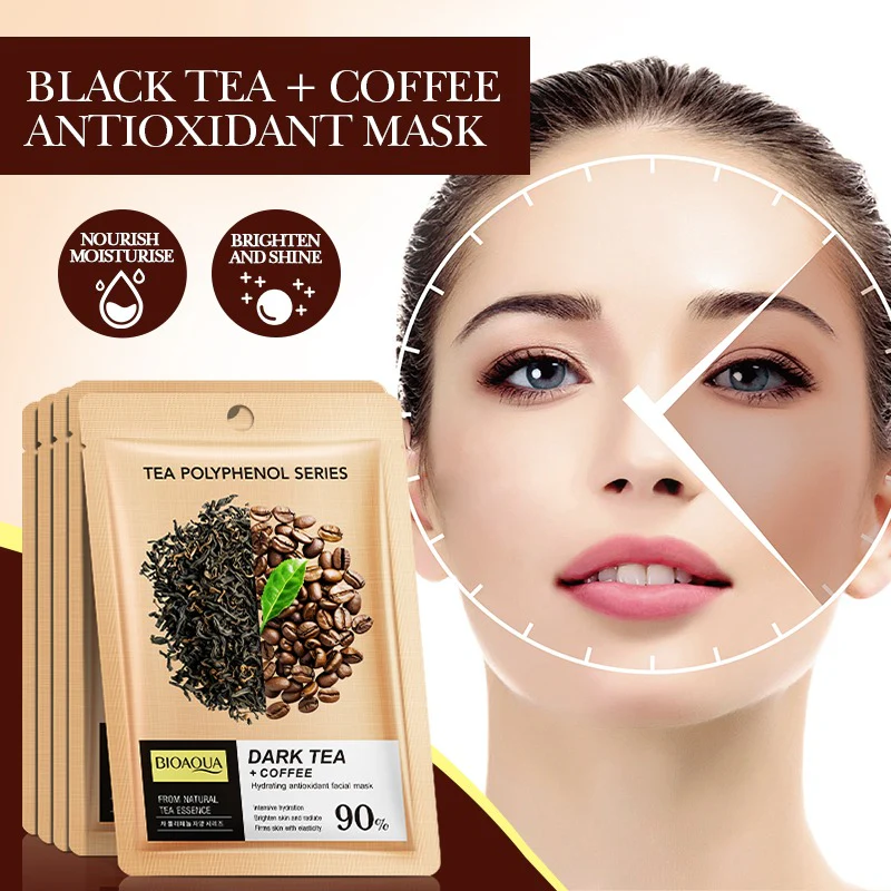 BIOAQUA Dark Tea & Coffee Hydrating Antioxidant Facial Sheet Mask 25ml - Image 3