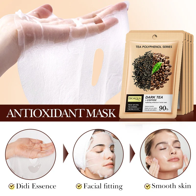 BIOAQUA Dark Tea & Coffee Hydrating Antioxidant Facial Sheet Mask 25ml - Image 4