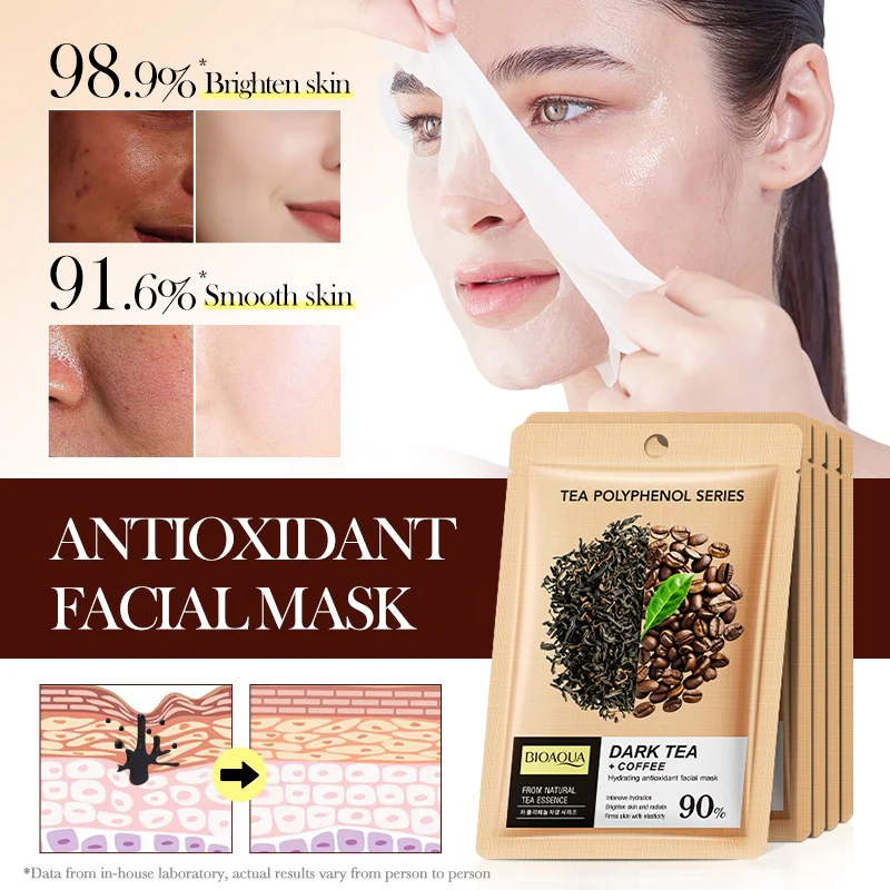 BIOAQUA Dark Tea & Coffee Hydrating Antioxidant Facial Sheet Mask 25ml - Image 5