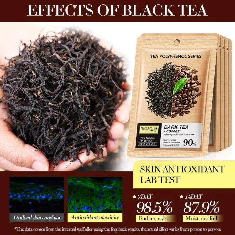 BIOAQUA Dark Tea & Coffee Hydrating Antioxidant Facial Sheet Mask 25ml - Image 6