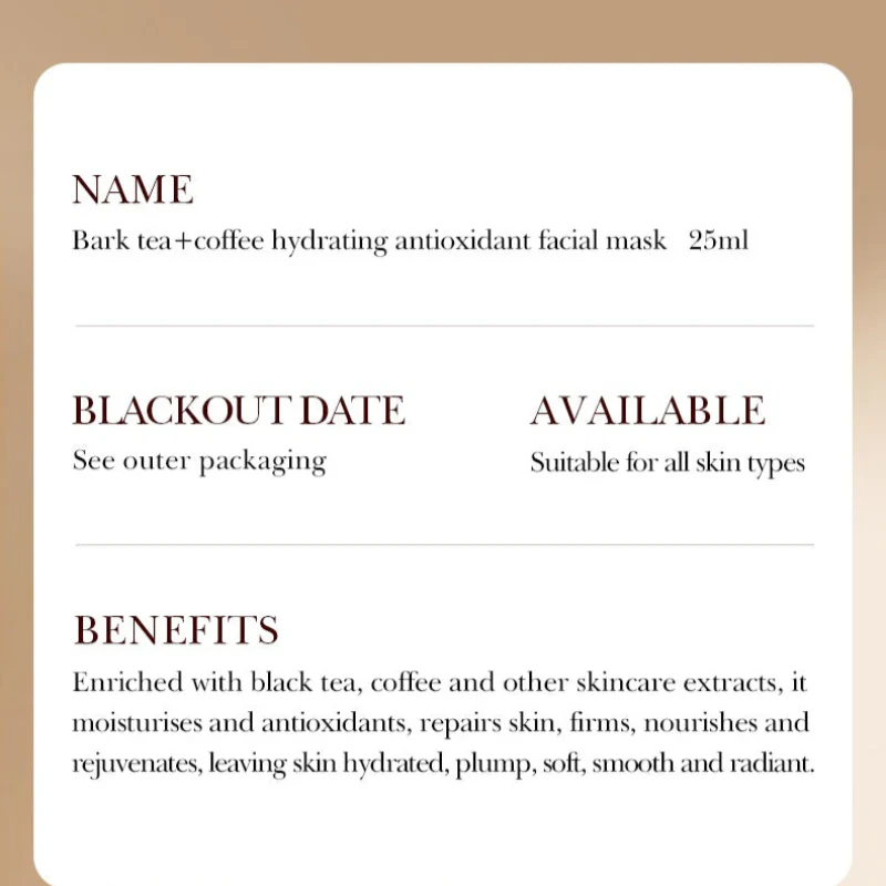 BIOAQUA Dark Tea & Coffee Hydrating Antioxidant Facial Sheet Mask 25ml - Image 7