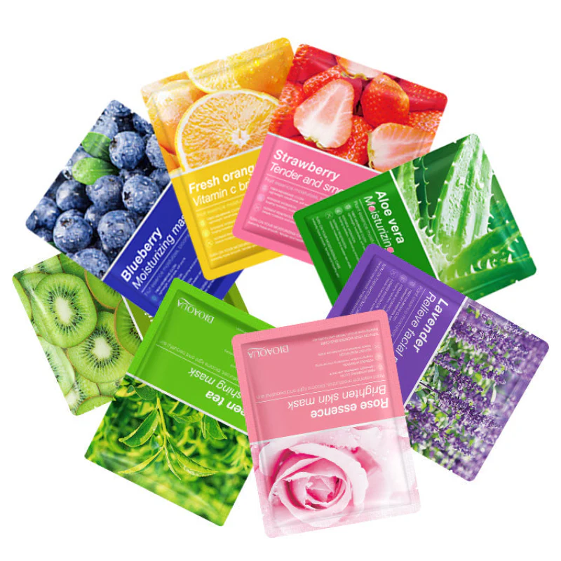 BIOAQUA Pack of 8 Fruit & Plant Extract Facial Sheet Masks 25g Each - Image 3