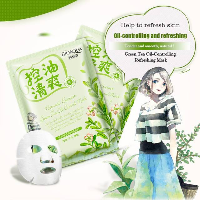 BIOAQUA Green Tea Extract Plant Essence Facial Sheet Mask - Image 2