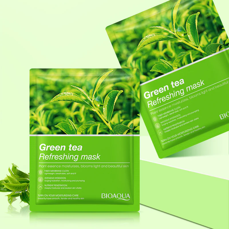 BIOAQUA Green Tea Refreshing Face Sheet Mask 25ml - Image 2
