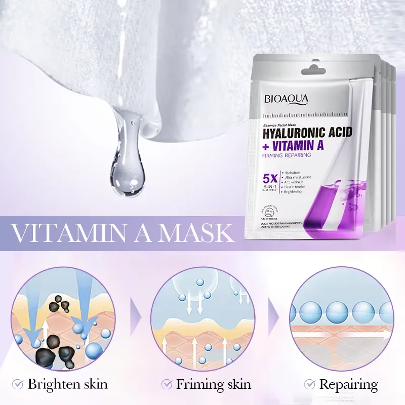BIOAQUA Hyaluronic Acid + Vitamin A Firming & Nourishing Face Sheet Mask - Image 6