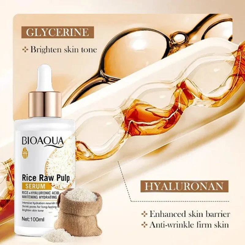 BIOAQUA Hyaluronic Acid & Rice Raw Pulp Essence Face Serum - 100ml - Image 4