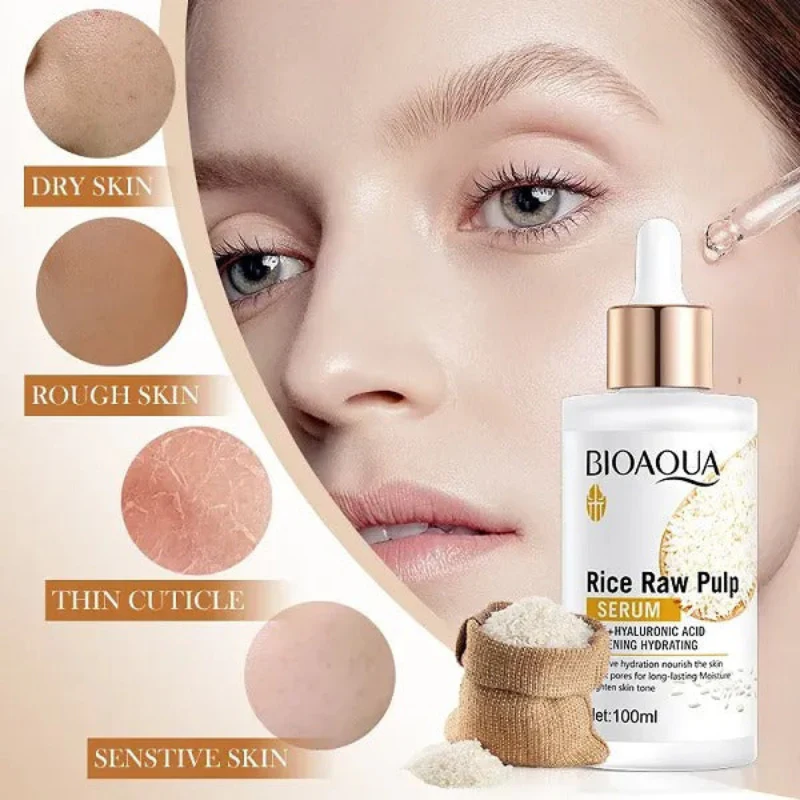BIOAQUA Hyaluronic Acid & Rice Raw Pulp Essence Face Serum - 100ml - Image 5