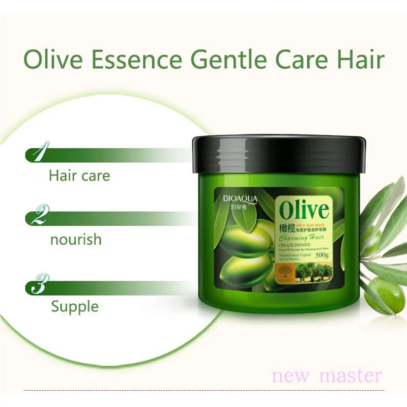 BIOAQUA Olive Nourishing Hair Mask - Keratin Repair for Dry & Damaged Hair - 500g - Image 3