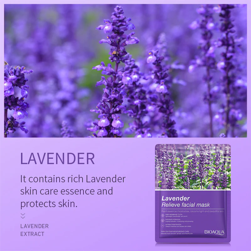 BIOAQUA Lavender Relieve Face Sheet Mask 25ml - Image 3