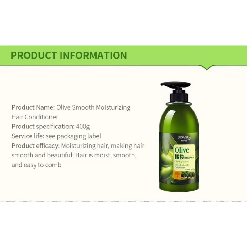 BIOAQUA Olive Smooth Moisturizing Hair Conditioner - 400g - Image 7