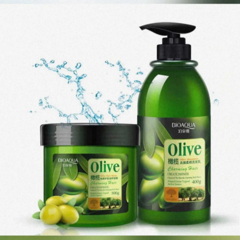 Bioaqua Pack of 2 Olive Shampoo & Hair Mask Set - Anti-Dandruff & Repairing Duo - 400ml + 500g - Image 5