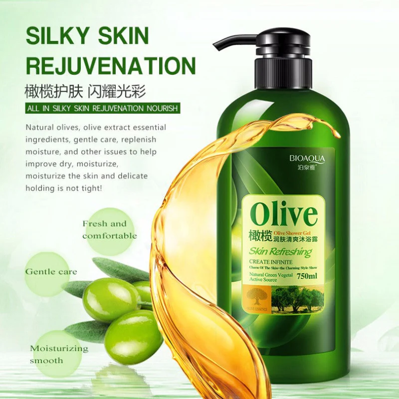 BIOAQUA Olive Shower Gel - Moisturizing & Refreshing Body Wash - 750ml - Image 3