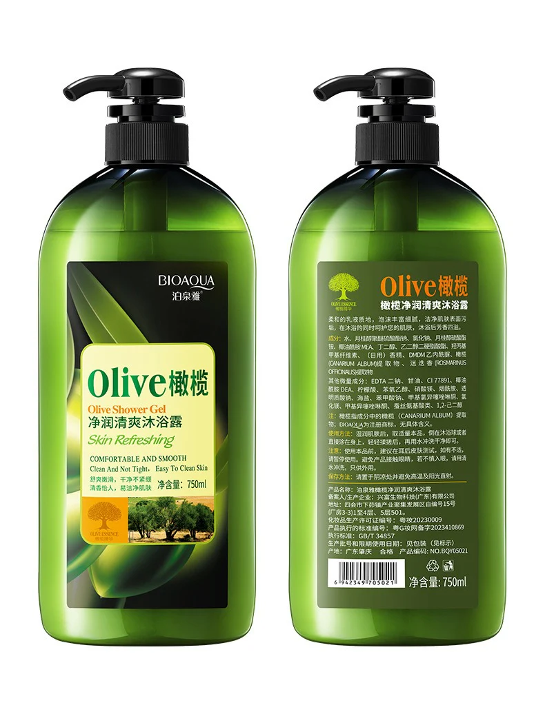 BIOAQUA Olive Shower Gel - Moisturizing & Refreshing Body Wash - 750ml - Image 4