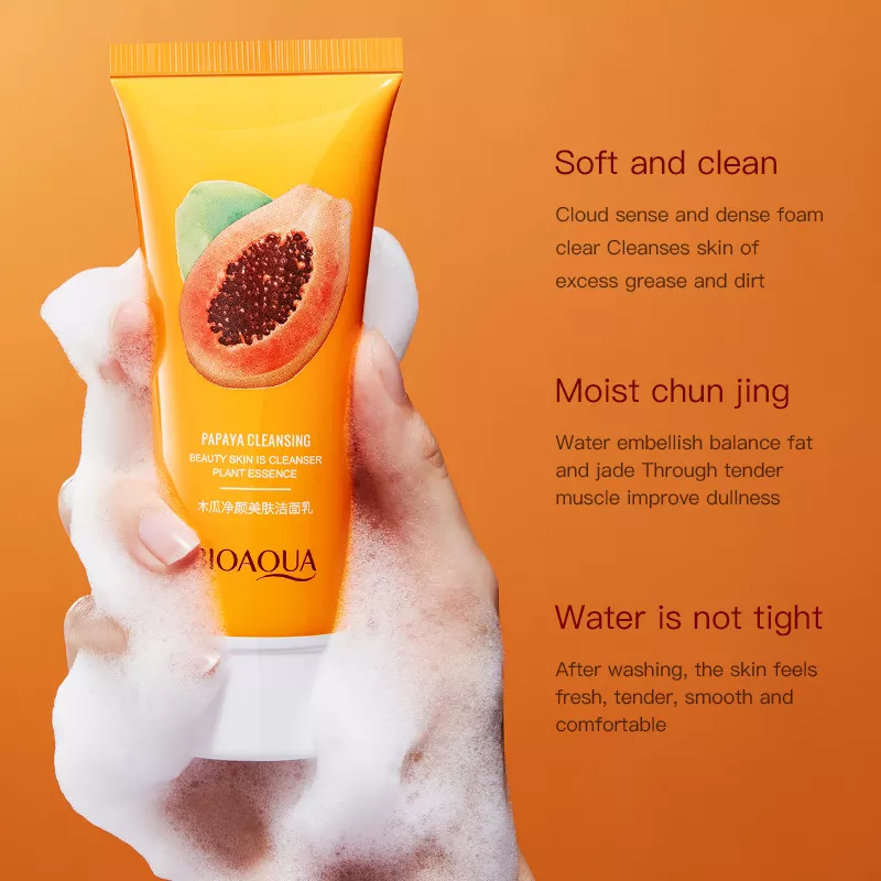 BIOAQUA Papaya Moisturizing Gentle Deep Cleansing Facial Cleanser 100g - Image 3