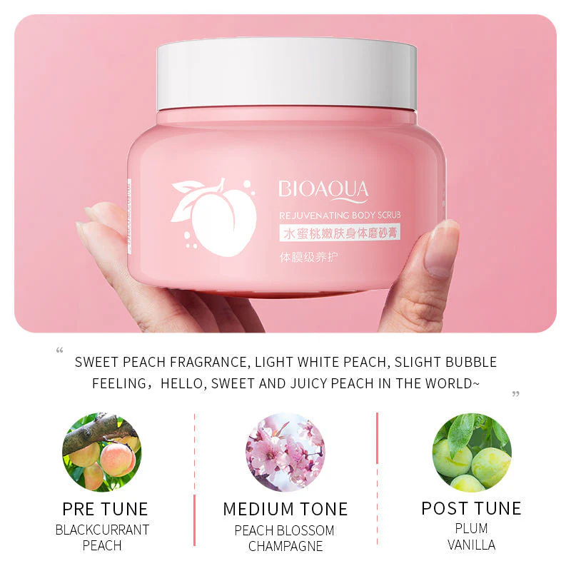 BIOAQUA Peach Body Exfoliating Scrub – 250g | Deep Cleansing & Smoothing - Image 4
