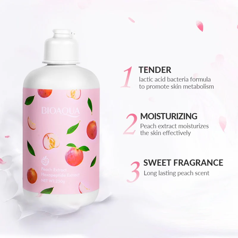 BIOAQUA Peach Extract Hexapeptide Extract Body Lotion 250g - Image 4