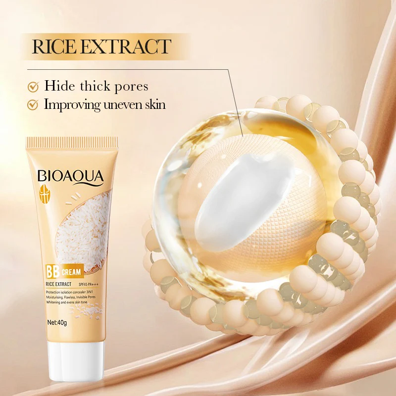 BIOAQUA Rice Raw Pulp SPF45 PA+++ BB Cream - 40g ( Ivory White ) - Image 4