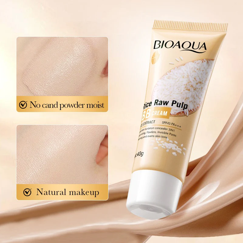 BIOAQUA Rice Raw Pulp SPF45 PA+++ BB Cream - 40g ( Ivory White ) - Image 5