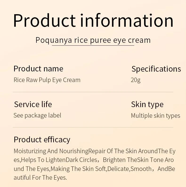 BIOAQUA Rice Eye Cream - Moisturizing & Brightening Eye Care - 20g - Image 3