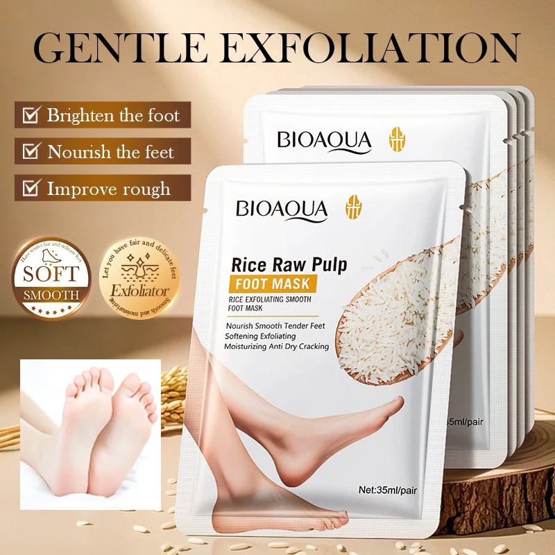 BIOAQUA Rice Exfoliating Smooth Foot Mask 35ml - Image 3