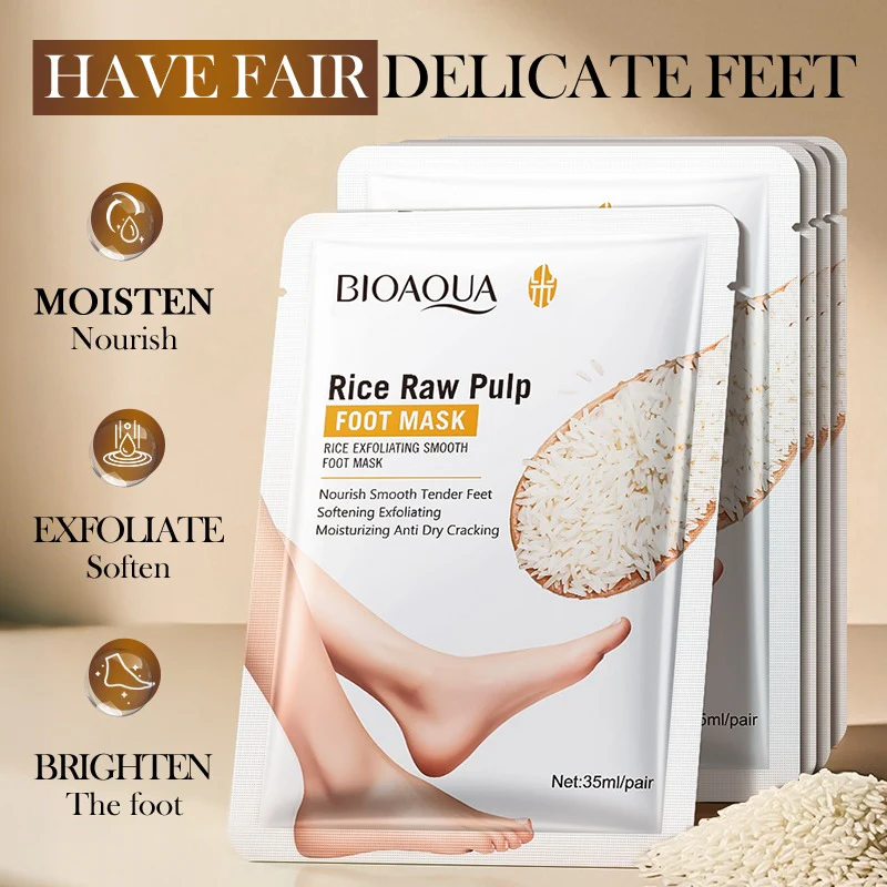 BIOAQUA Rice Exfoliating Smooth Foot Mask 35ml - Image 4