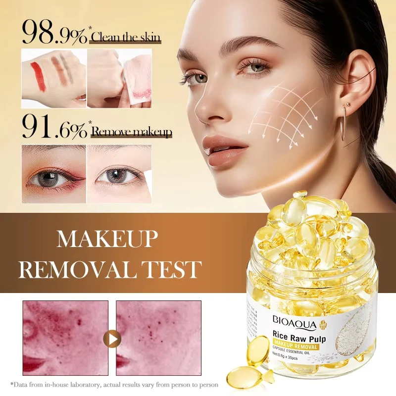 BIOAQUA Rice Raw Pulp Makeup Removal Capsule Essential Oil - 0.8g x 35 Capsules - Image 5