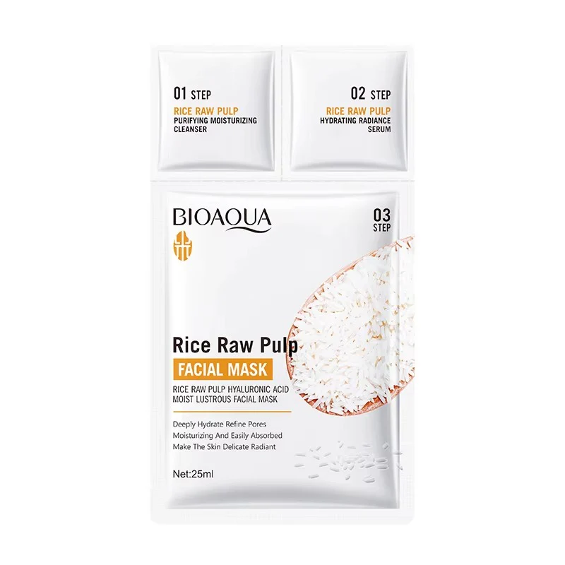 BIOAQUA Rice Raw Pulp 3-Step Facial Mask Set 25ml