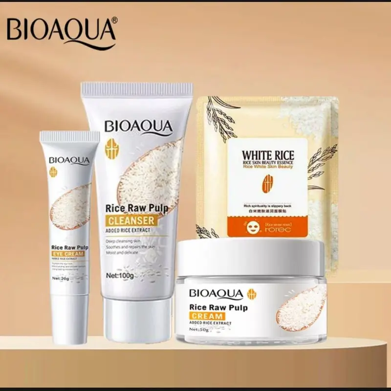BIOAQUA Rice Raw Pulp 4-Piece Glow Skincare Set - Image 2