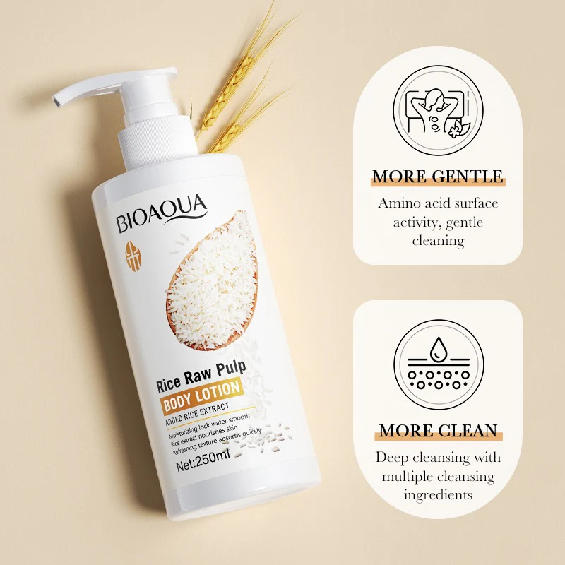 BIOAQUA Rice Raw Pulp Moisturizing  Body Lotion 250ml - Image 3