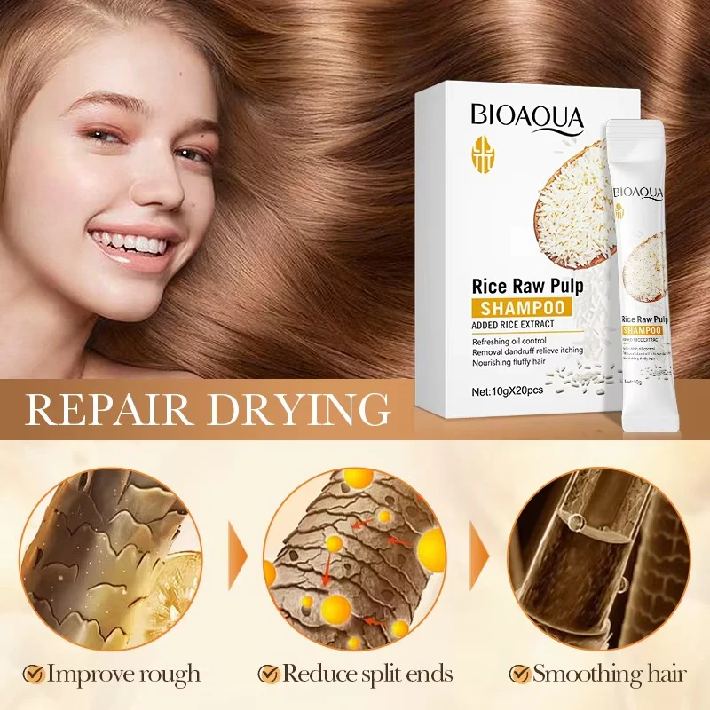 BIOAQUA Rice Raw Pulp Hair Repair Mask - 10g x 20 Pcs - Image 4