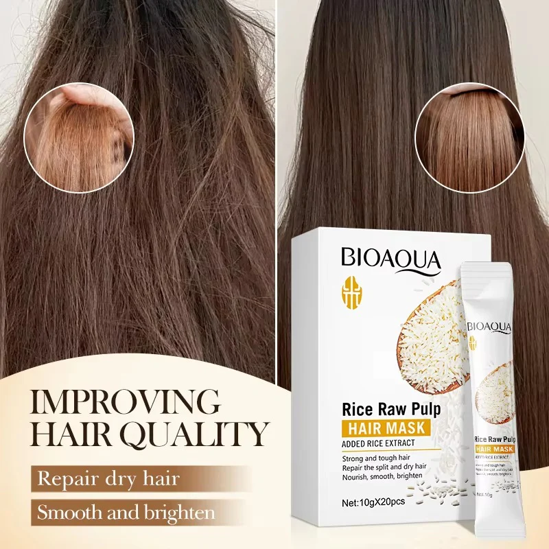 BIOAQUA Rice Raw Pulp Hair Repair Mask - 10g x 20 Pcs - Image 5