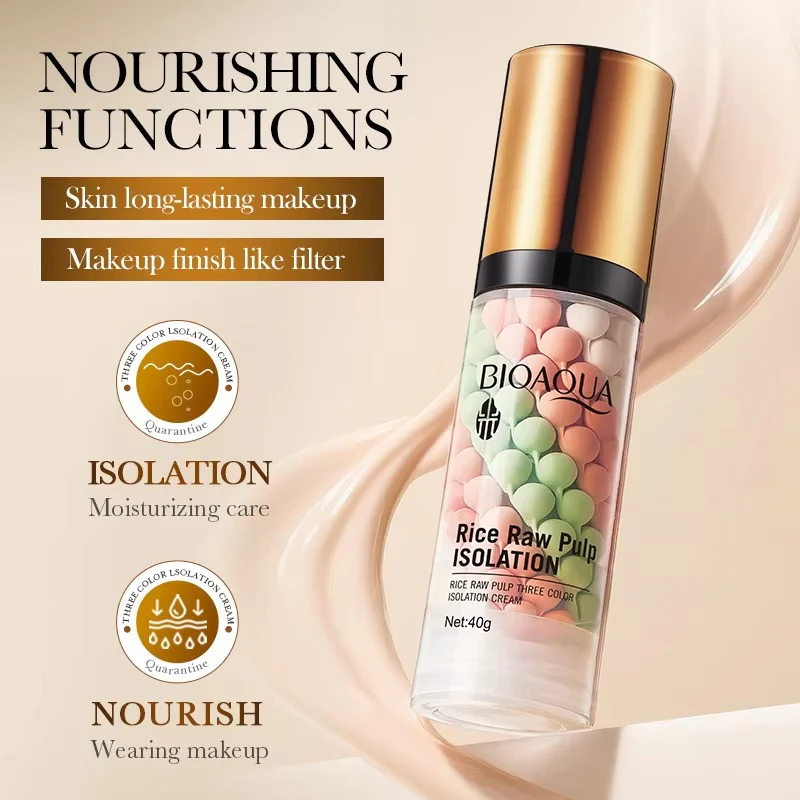 BIOAQUA Rice Raw Pulp Three Color Isolation Cream – 40g - Image 2