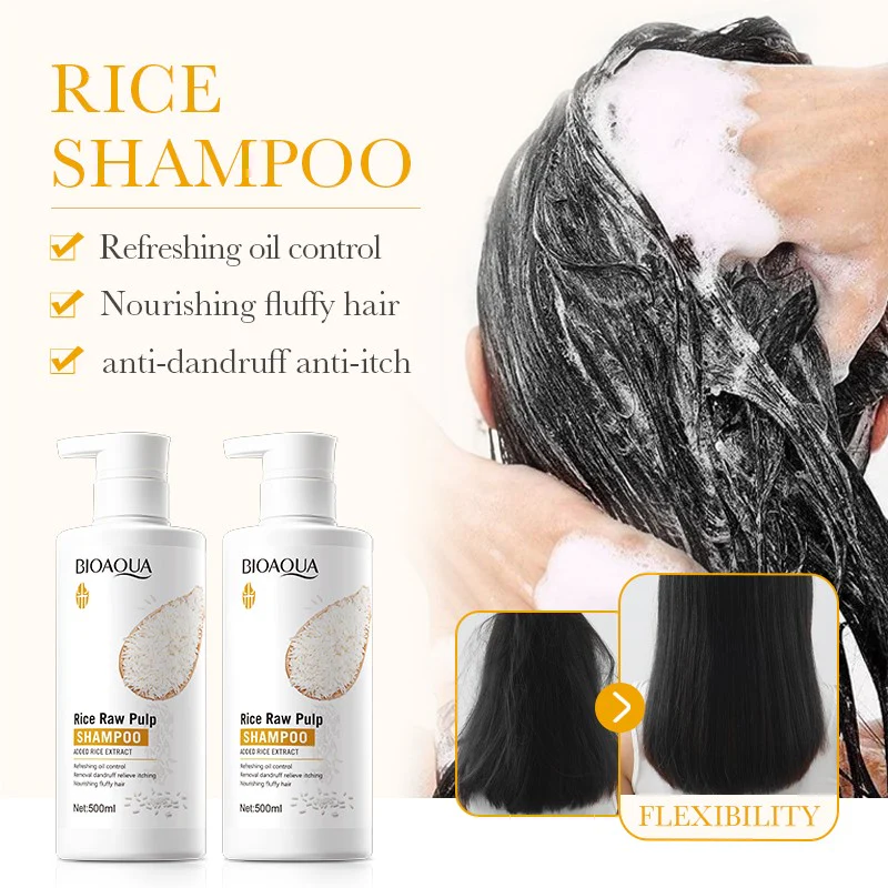 BIOAQUA Rice Shampoo - Anti-Dandruff & Oil Control Shampoo - 500ml - Image 3