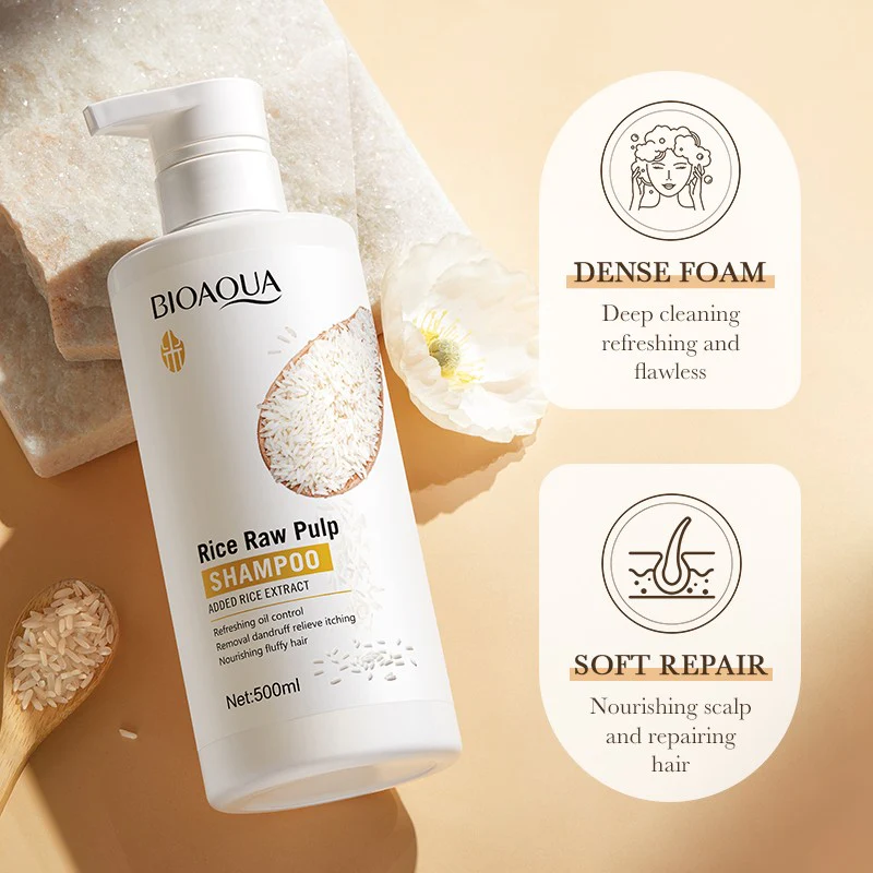 BIOAQUA Rice Shampoo - Anti-Dandruff & Oil Control Shampoo - 500ml - Image 4