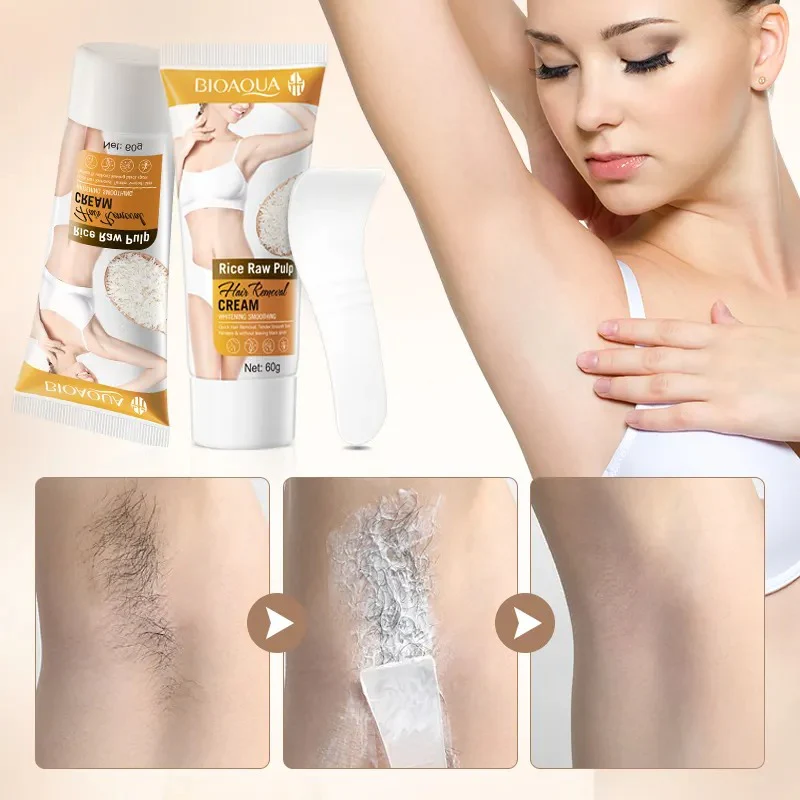 BIOAQUA Rice Raw Pulp Smoothing Hair Removal Cream 60gm - Image 3