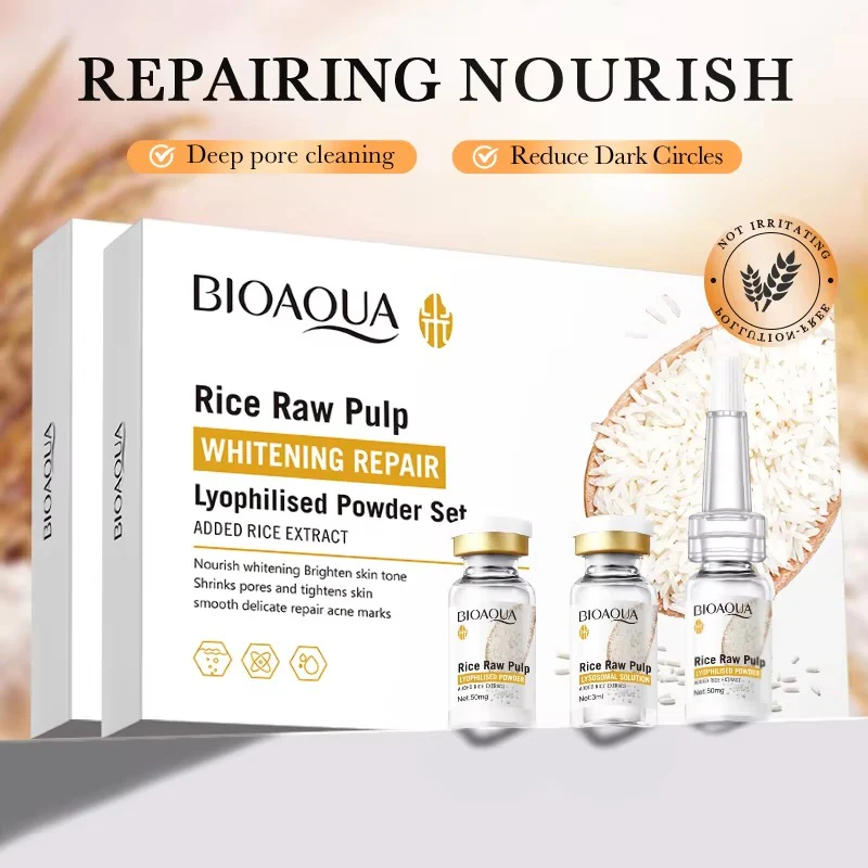 BIOAQUA Rice Raw Pulp Whitening Repair Lyophilised Powder Set - Image 4