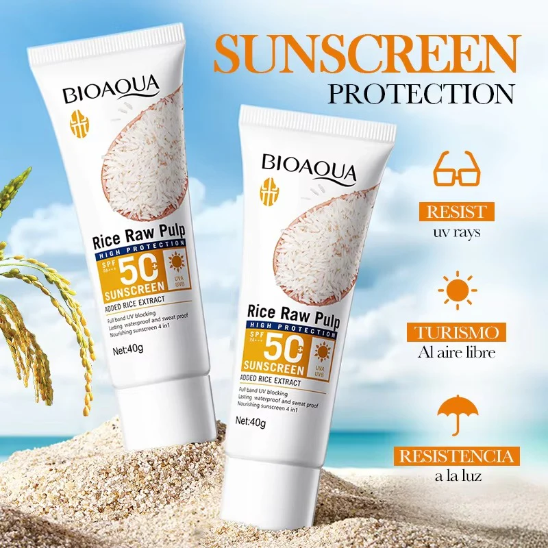 BIOAQUA Rice Raw Pulp Sunscreen Set - SPF50 PA+++ 2-Piece Set - 70g - Image 5