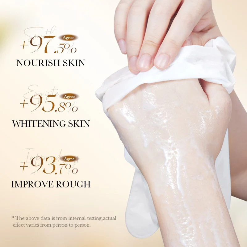 BIOAQUA Rice Whitening Hand Mask - Moisturizing & Exfoliating Glove Mask - 35ml/Pair - Image 4