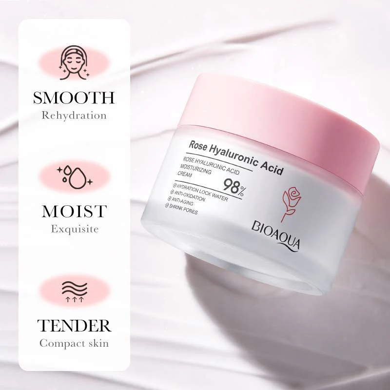 Bioaqua Rose Hyaluronic Acid Moisturizing Face Cream 50g - Image 4