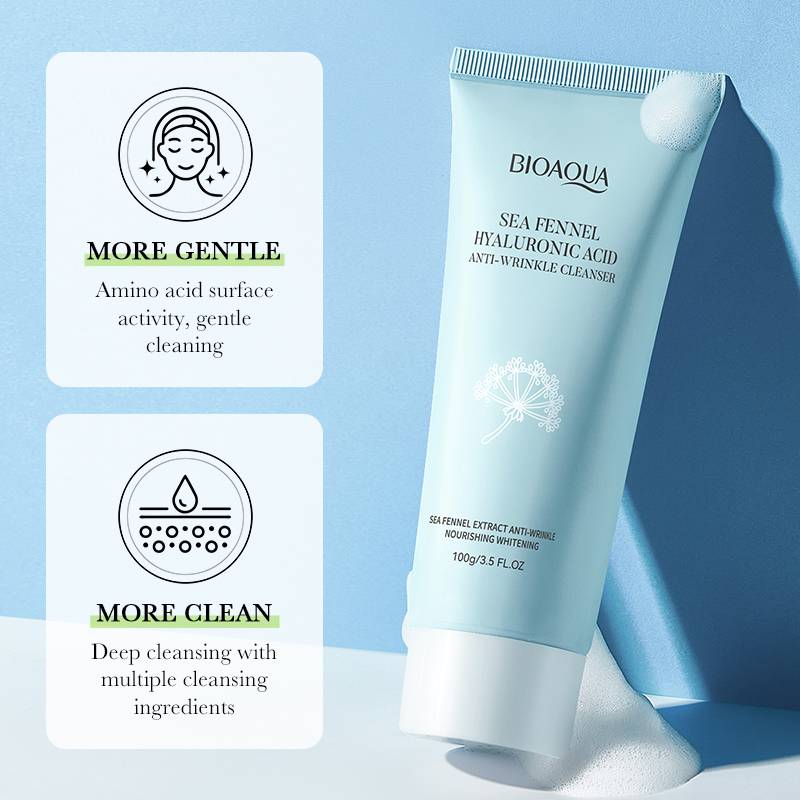Bioaqua Sea Fennel Hyaluronic Acid Anti-Wrinkle Facial Cleanser 100g - Image 3