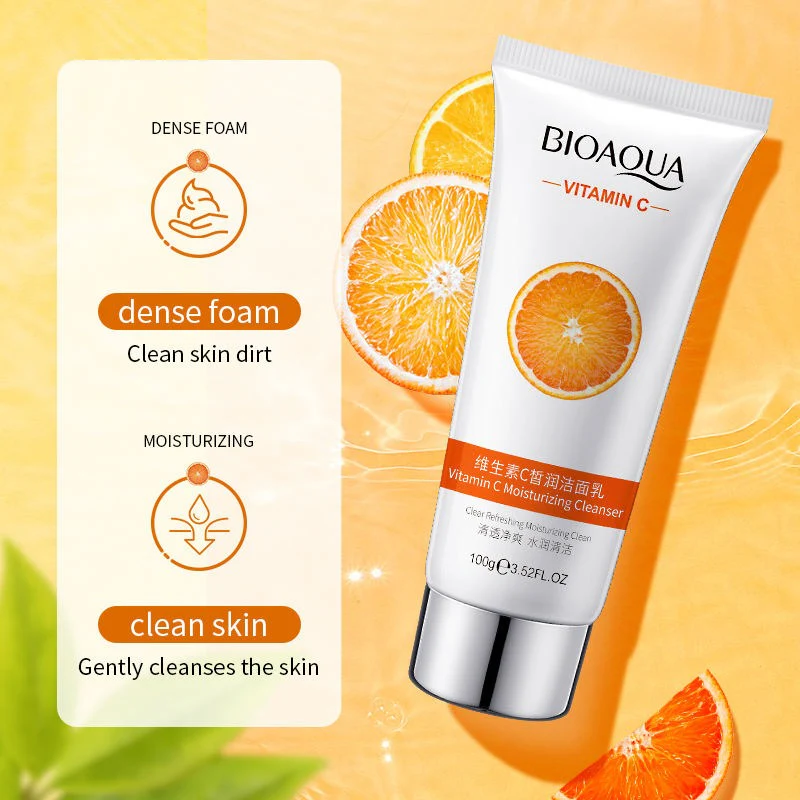 BIOAQUA Vitamin C Moisturizing Cleanser - Deep Cleansing & Brightening Facial Wash - 100g - Image 3